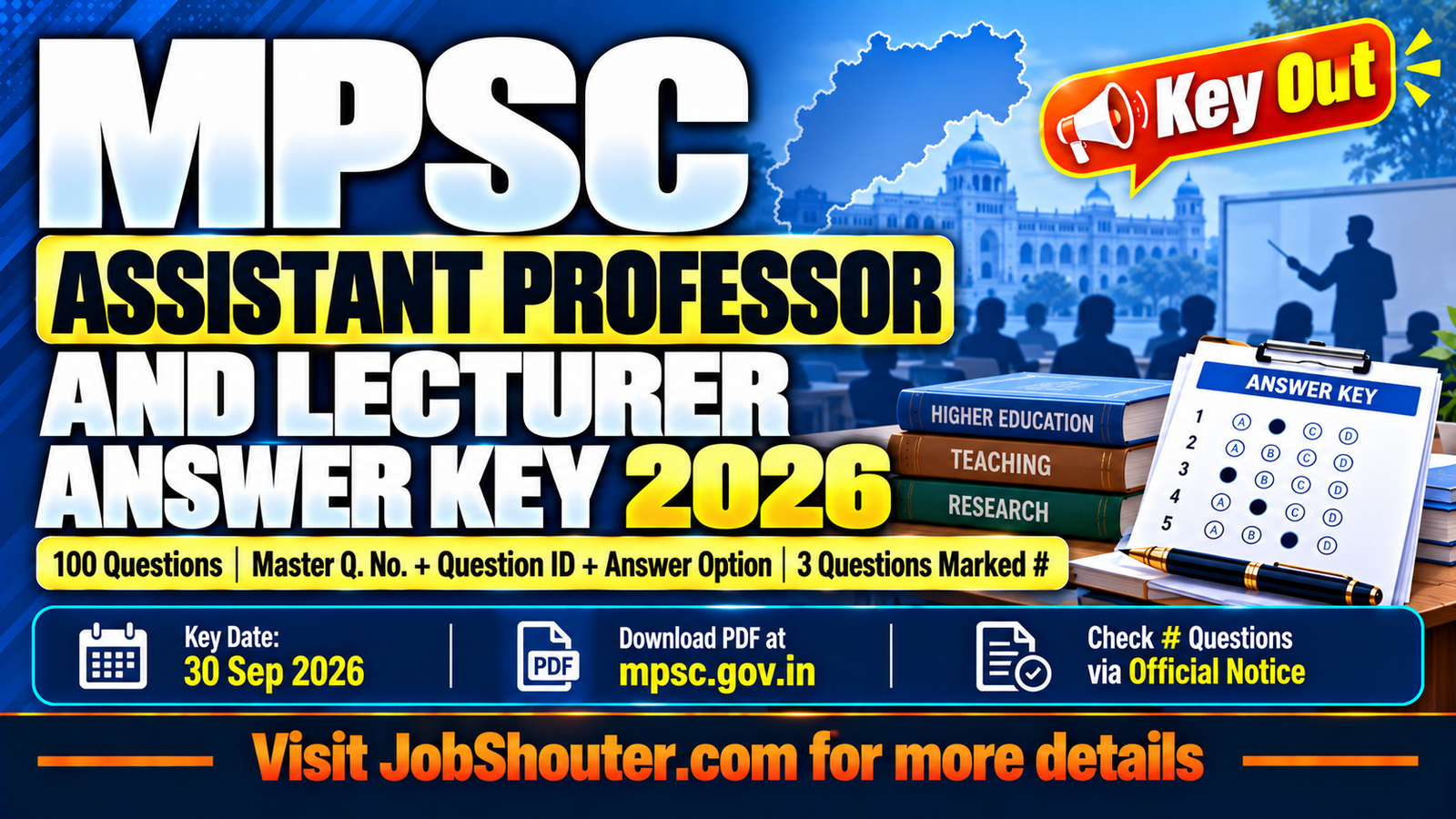 MPSC Assistant Professor Lecturer Answer Key 2026 - 100Q PDF at mpsc.gov.in