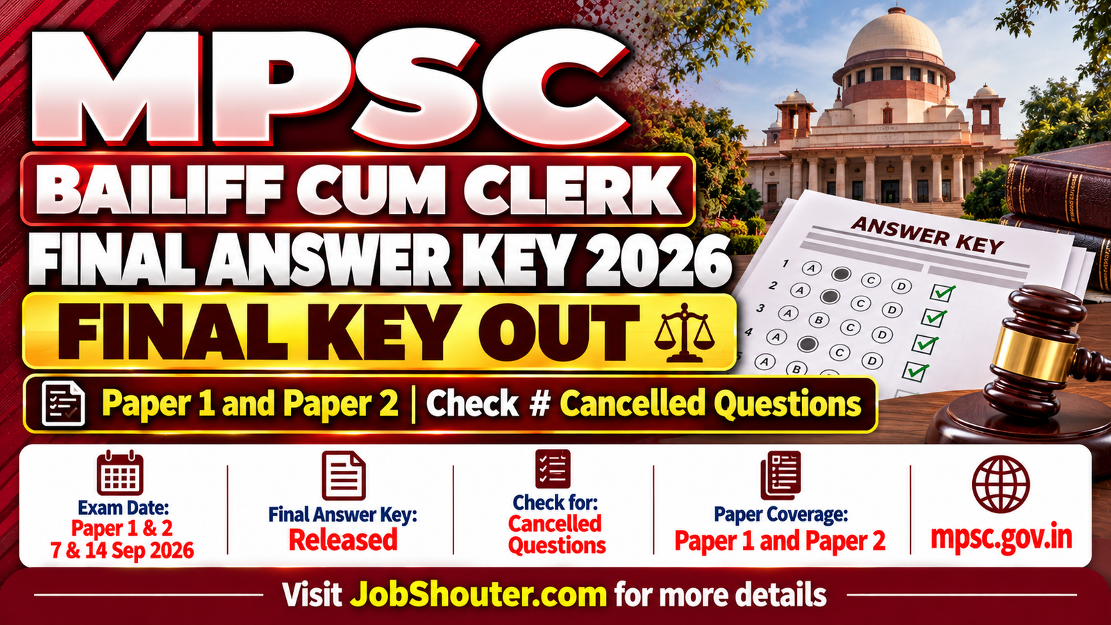 MPSC Bailiff cum Clerk Final Answer Key 2026 - PDF