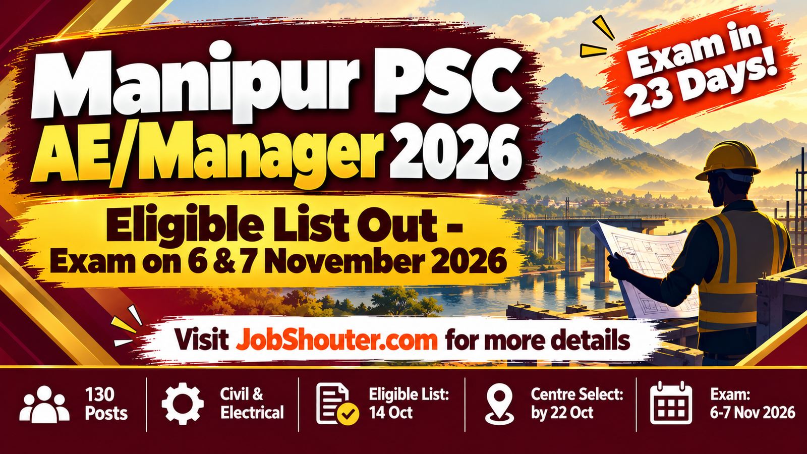 Manipur PSC AEManager 2026 - Eligible List Out - Exam 6 Nov