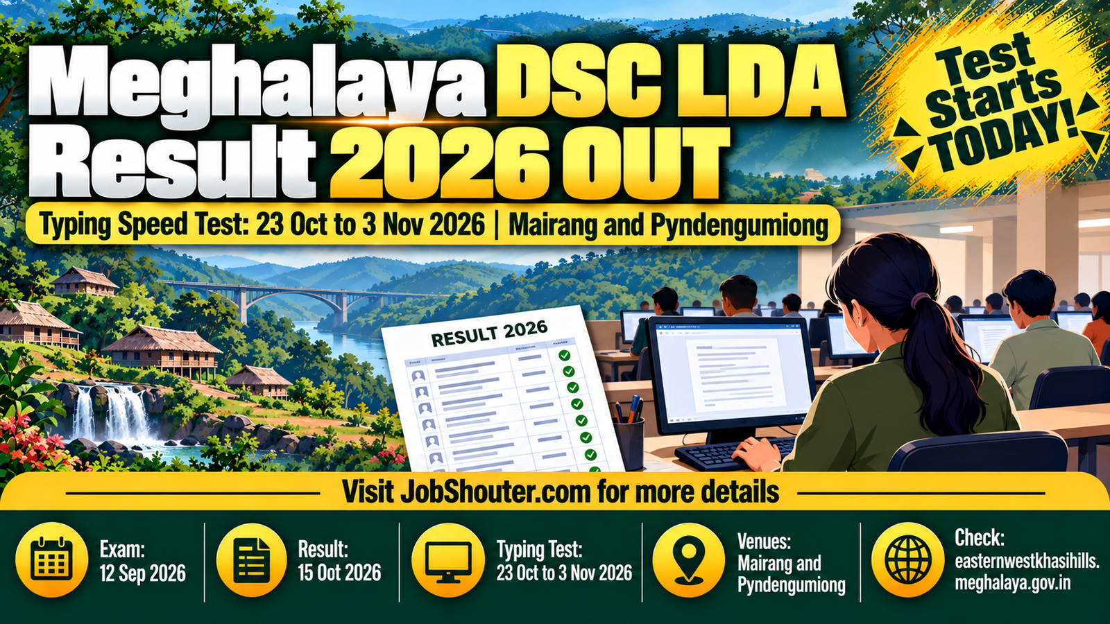 Meghalaya DSC LDA Result 2026 - Typing Test 23 Oct - Check PDF