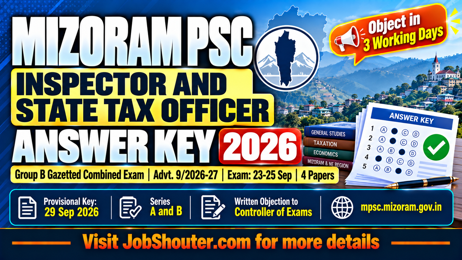 Mizoram PSC Inspector and State Tax Officer Answer Key 2026 - Provisional PDF