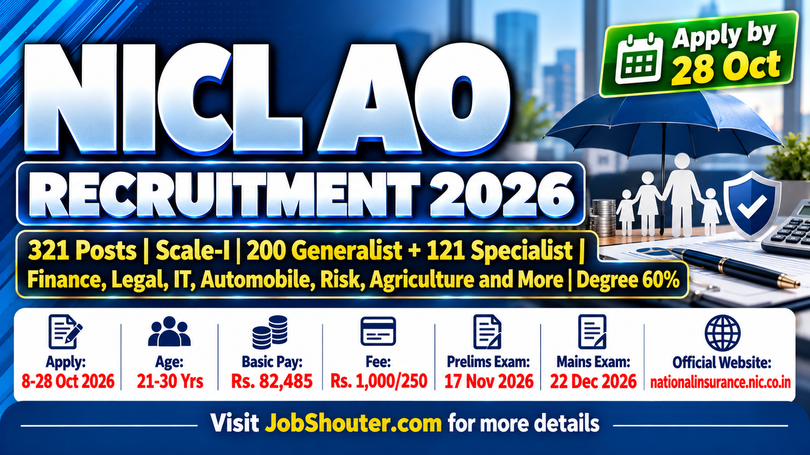 NICL AO Recruitment 2026 - Apply for 321 Posts by 28 Oct at nationalinsurance.nic.co.in