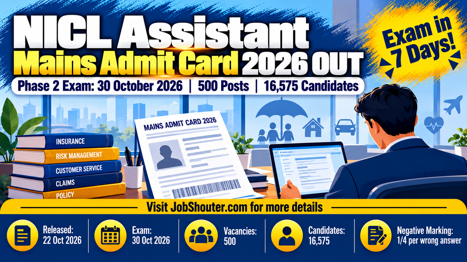 NICL Assistant Mains Admit Card 2026 Out - Exam 30 Oct - 500 Posts
