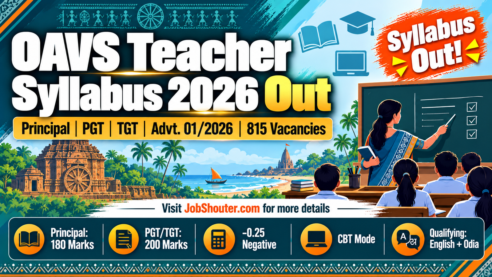 OAVS Teacher Syllabus 2026 - Exam Pattern for Principal - PGT and TGT
