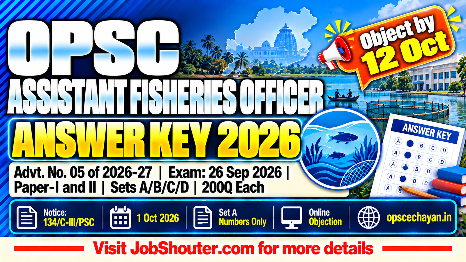 OPSC AFO Answer Key 2026 - Paper-I and II Provisional Key - Object by 12 Oct