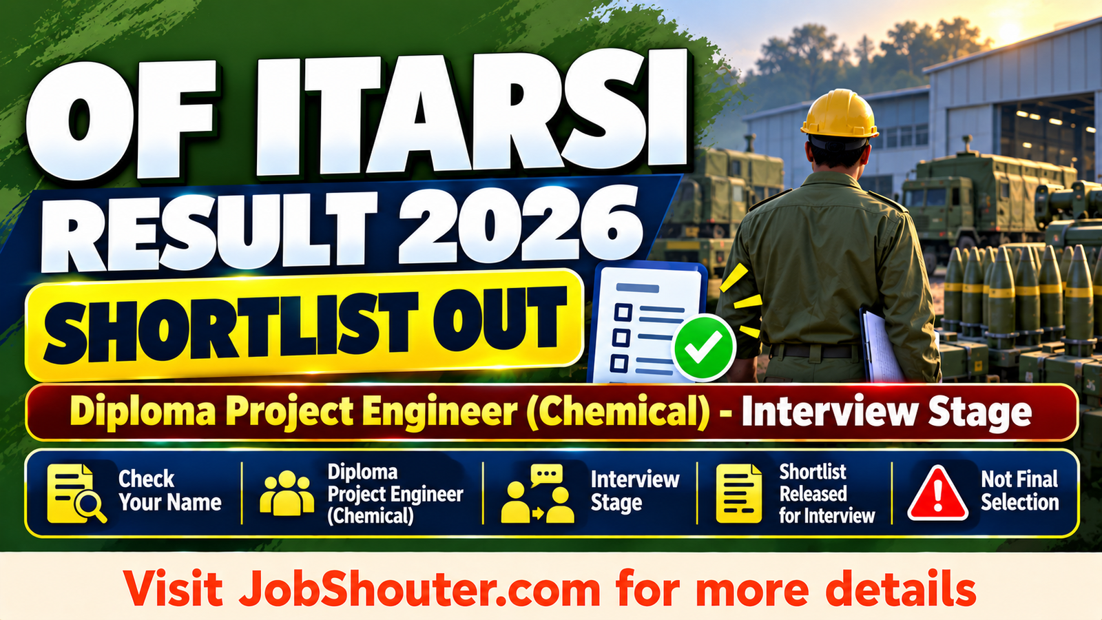Ordnance Factory Itarsi Result 2026 - Check Shortlist for Interview