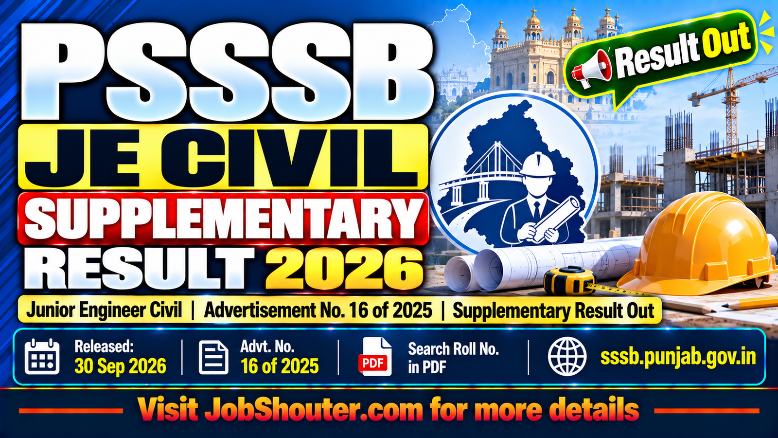PSSSB JE Civil Supplementary Result 2026 Out - Download PDF