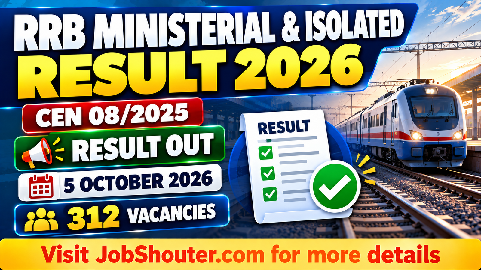 RRB Ministerial & Isolated Result 2026 Out - CEN 08/2025 Result