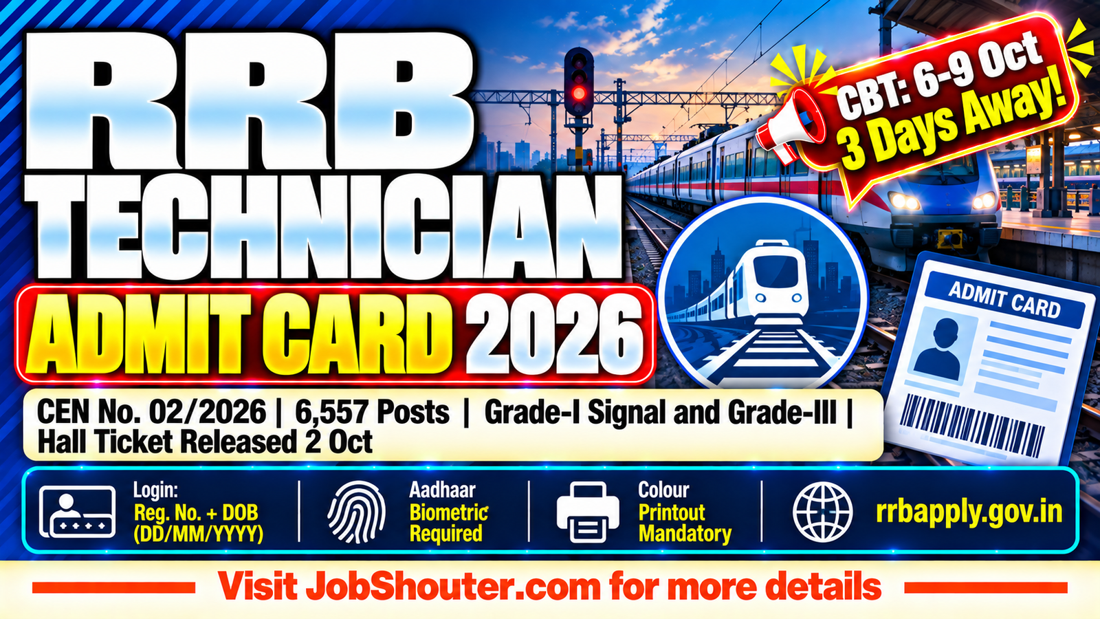 RRB Technician Admit Card 2026 - Download Grade-I and III Hall Ticket Now