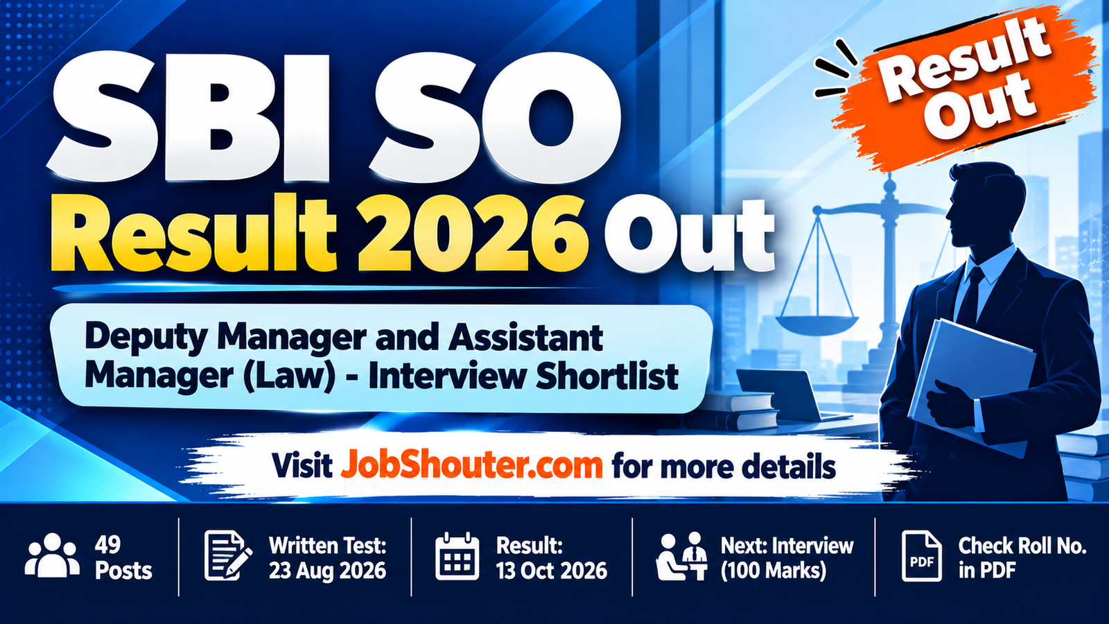 SBI SO Result 2026 - Law Officer Interview List Out
