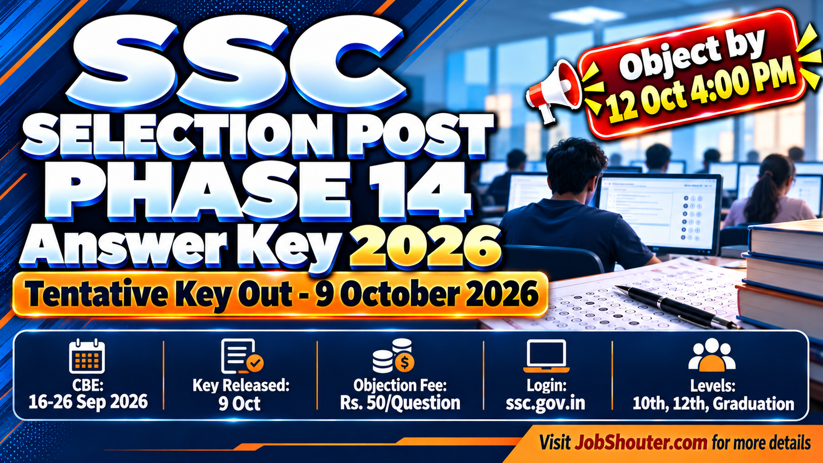 SSC Selection Post Phase 14 Answer Key 2026 - Object by 12 Oct