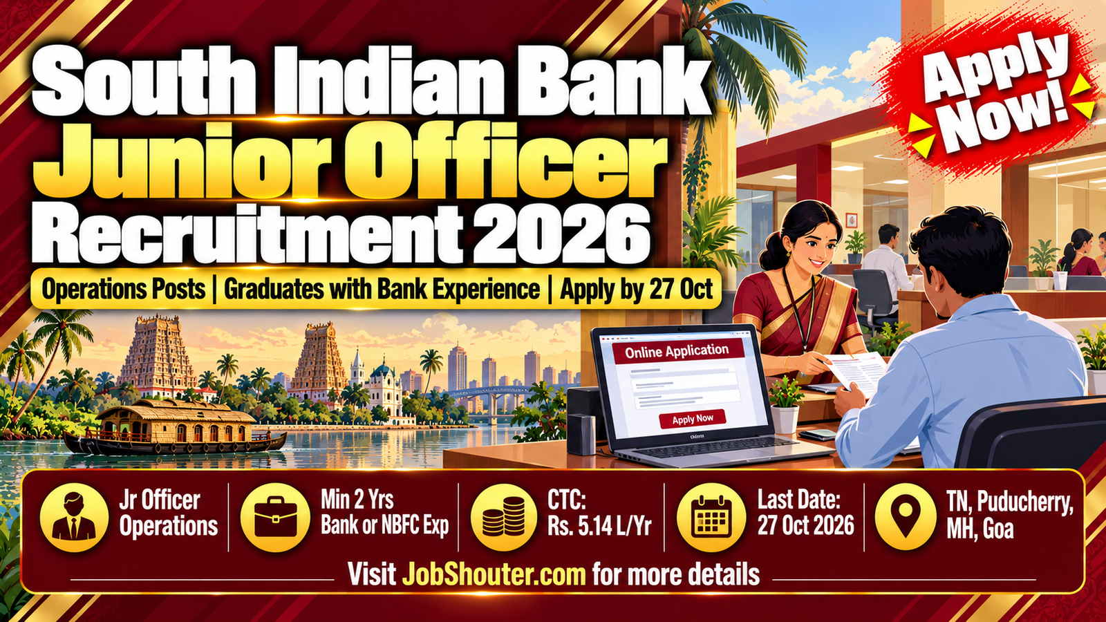 South Indian Bank Junior Officer 2026 - Apply Online by 27 Oct