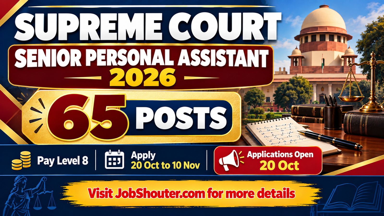 Supreme Court SPA Recruitment 2026 - Apply for 65 Posts