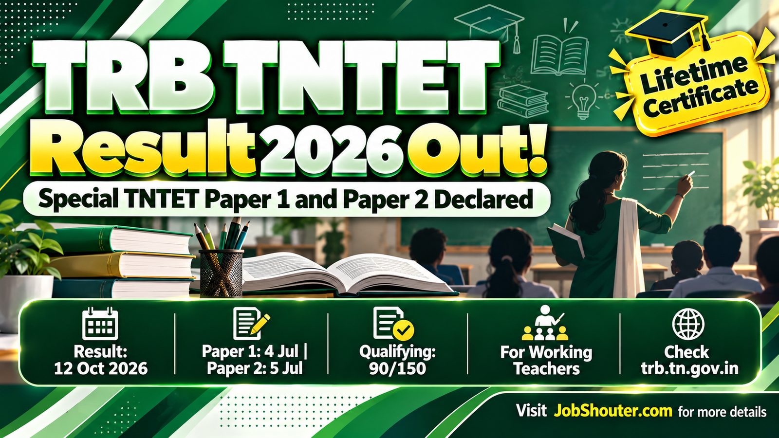 TRB TNTET Result 2026 declared on 12 October 2026 for Special Tamil Nadu Teacher Eligibility Test Paper 1 and Paper 2 held on 4 and 5 July 2026 check result at trb tn gov in certificate valid for lifetime