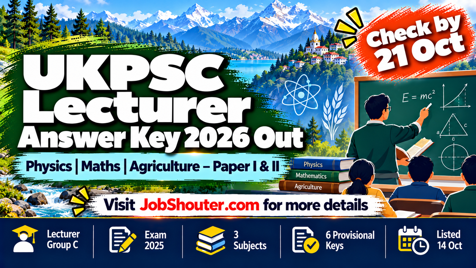 UKPSC Lecturer Answer Key 2026 Out - Physics - Maths - Agriculture
