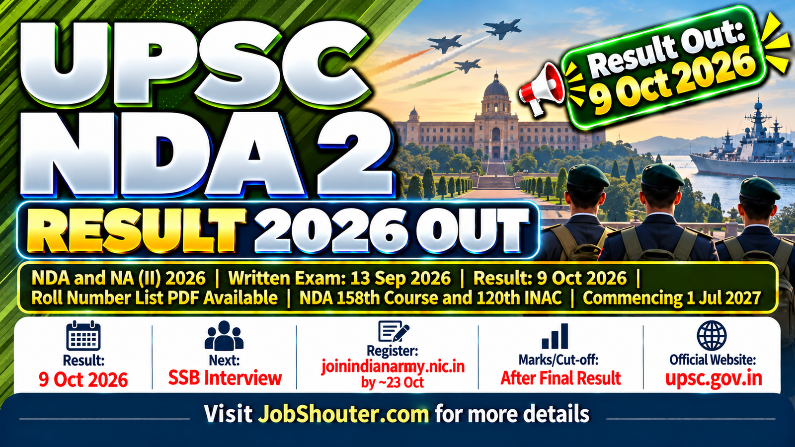 UPSC NDA 2 Result 2026 Out - Download Written Result Roll Number List PDF at upsc.gov.in