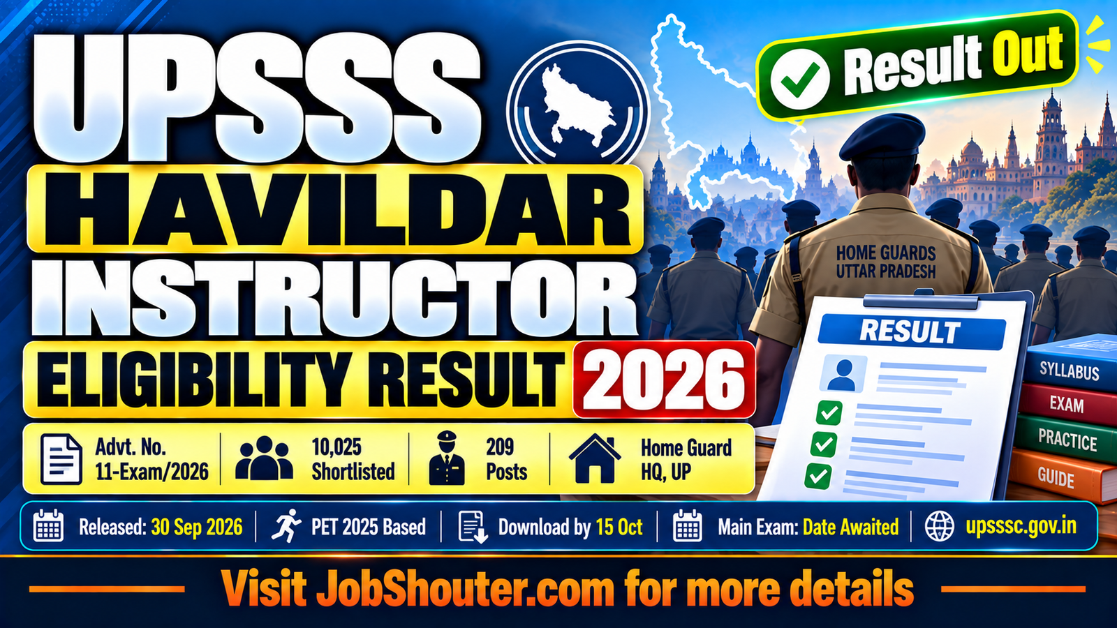 UPSSSC Havildar Instructor Eligibility Result 2026 - 10025 Shortlisted