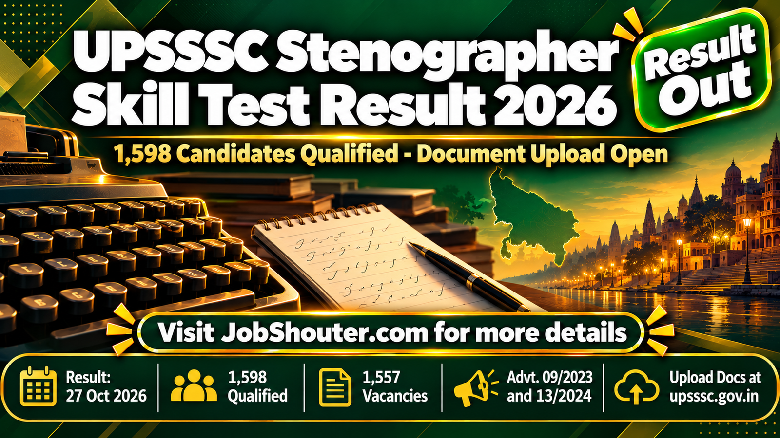 UPSSSC Stenographer Skill Test Result 2026 - 1598 Qualified